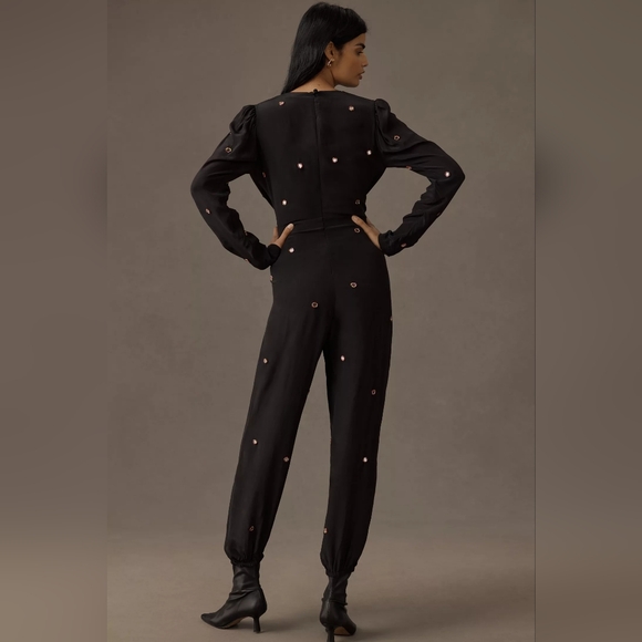 NEW Farm Rio Black Mirror Embroidered Jumpsuit L - Picture 4 of 4
